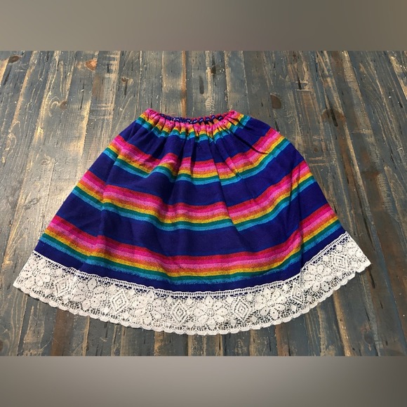 Mexican Mini Skirt Vibrant Striped Boho Summer Spring Feista Cinco De Mayo small - Picture 2 of 8